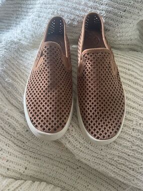 Tory Burch Perforated Slip-On Sneakers in Brown with White Sole